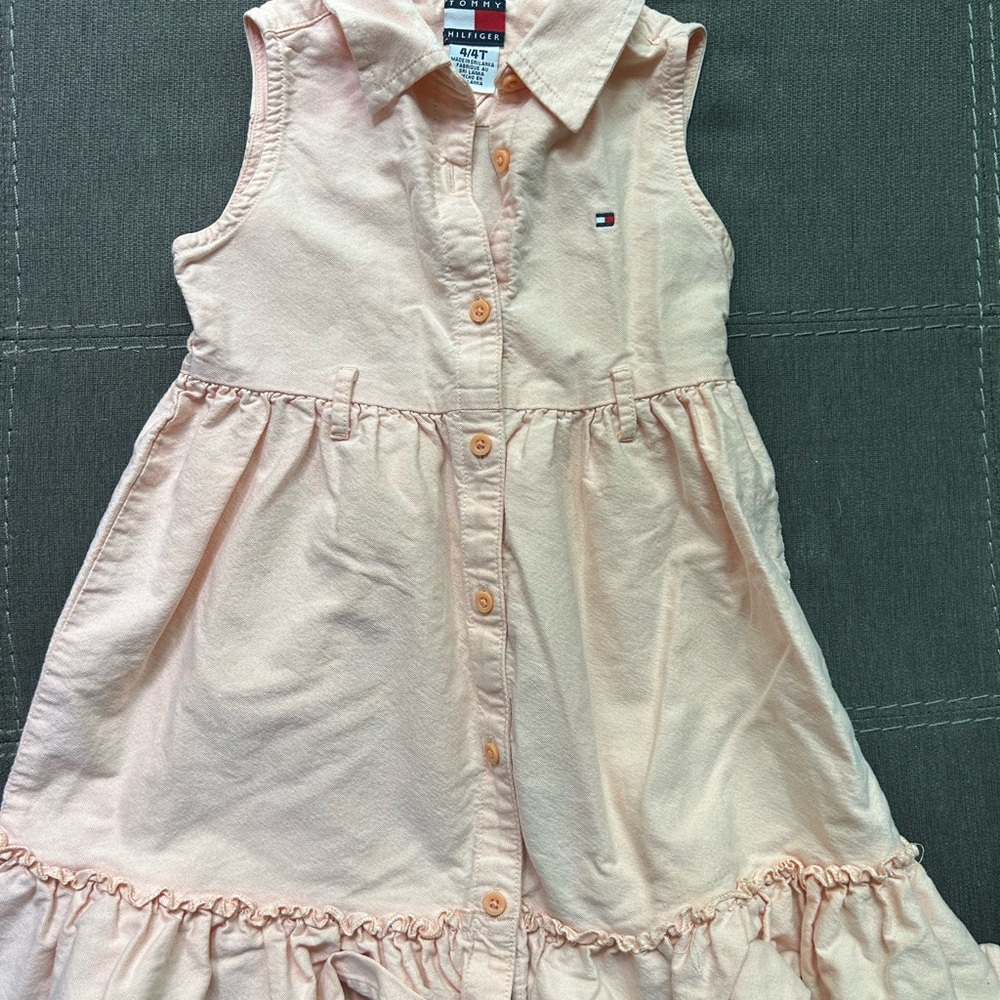 Tommy Hilfiger Light Peach Button-Up Kids Dress